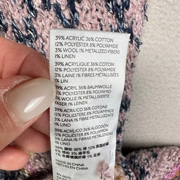 Pilcro Anthropologie Evil Eye Fringe Cardigan Sweater XS/S Boho Intarsia Knit - Picture 8 of 11